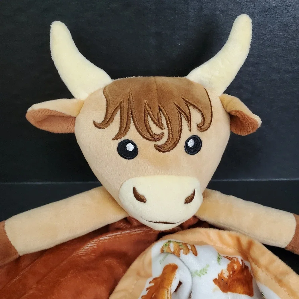 Highland‎ Cow Brown Lovey Baby Security Blanket Minky Plush 14